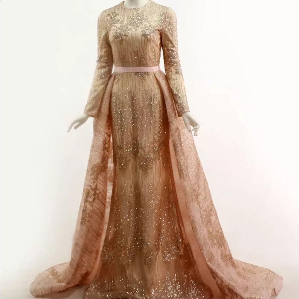 GORGEOUS GOWN WITH DETACHABLE SKIRT SPARKLY DRESS
